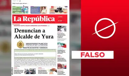 Es falso que La República publicó una portada sobre una “denuncia a alcalde de Yura”