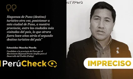 Es impreciso que Puno haya sido el segundo destino turístico del Perú