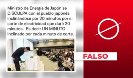 Es falso que el ministro de Energía de Japón se inclinó “por 20 minutos” para disculparse por un corte de electricidad