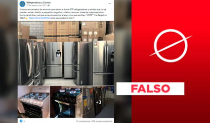 Es falsa la publicación sobre supuesta donación de “670 refrigeradoras y estufas”