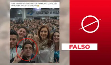 Es falso que la vicepresidenta de Argentina, Cristina Fernández, aparece en esta foto junto a su atacante