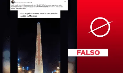 No, monumento en Argentina no fue iluminado con la bandera de Reino Unido luego de la muerte de Isabel II