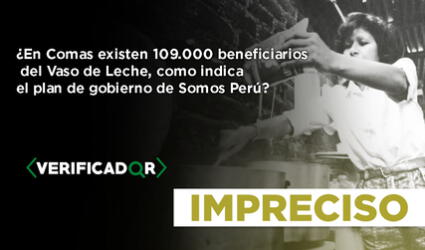 No existen registros de que en Comas haya 109.000 beneficiarios del Vaso de Leche, como indica el plan de gobierno de Somos Perú