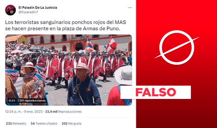 Es falso que estas imágenes sean de los "ponchos rojos del MAS" en la plaza de Armas de Puno