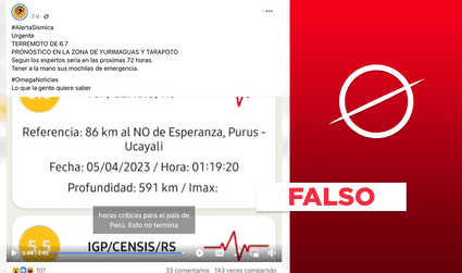 No, IGP no anunció un terremoto en Yurimaguas y Tarapoto