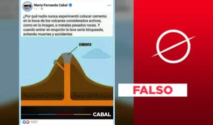 No, la senadora colombiana María Fernanda Cabal no publicó gráfica sobre tapar volcanes con cemento