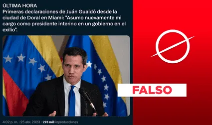 No, Juan Guaidó no afirmó que asumiría como "presidente interino" de Venezuela desde el exilio