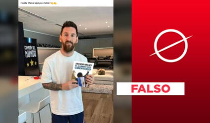 Es falsa esta imagen de Lionel Messi sosteniendo un libro de Javier Milei