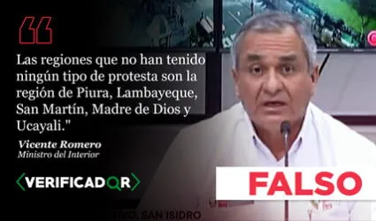 Es falso que no hubo protestas en Piura, Lambayeque, San Martín y Ucayali, como dijo ministro del Interior