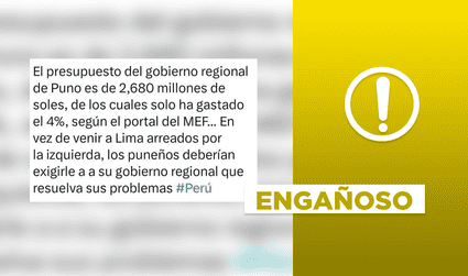 El Gobierno Regional de Puno no ejecutó solo el 4% de su presupuesto total hasta el 4 de julio de 2023