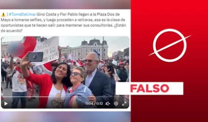 Flor Pablo y Gino Costa no se retiraron de la 'Marcha Nacional' del 19 de julio “tras tomarse esta foto”