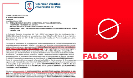 Federación Deportiva Universitaria del Perú no reclamó el título del 29' de Universitario