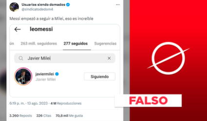 Messi no sigue a Milei en Instagram: publicaciones falsas vinculan al astro argentino con candidato extremista