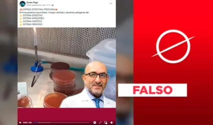 El doctor Huerta no está promoviendo un producto para la "limpieza intestinal": video es un montaje