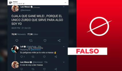 No, Lionel Messi no publicó "Ojalá que gane Milei" en Twitter