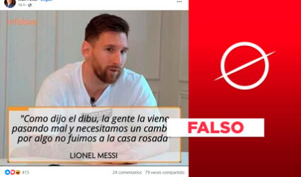 Es falsa la gráfica de Messi diciendo que "la gente la viene pasando mal y necesitamos un cambio"