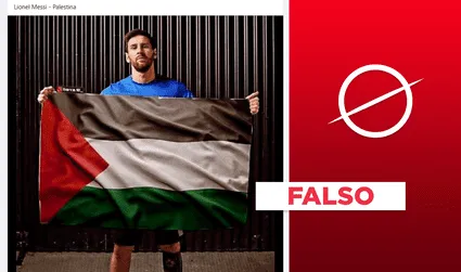 Foto no muestra a Lionel Messi extendiendo la bandera de Palestina en medio de la guerra Israel-Hamás