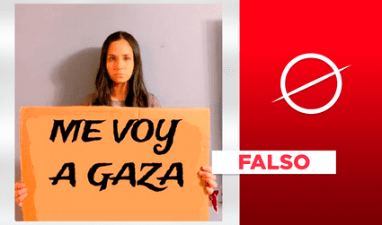 Foto no expone a Sigrid Bazán con el mensaje “Me voy a Gaza”: es un montaje