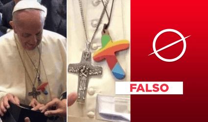 Es falso que el crucifijo multicolor que porta el papa Francisco sea una "cruz LGBT"
