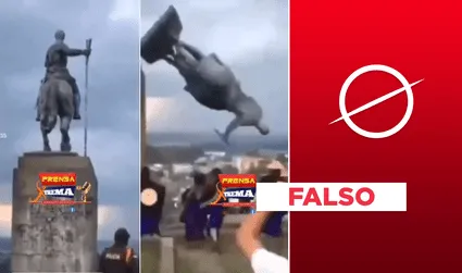 Es falso que tumbaron la estatua de Simón Bolívar en Ecuador: video fue grabado en Colombia
