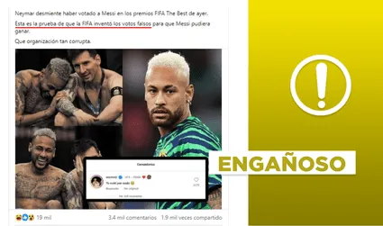 Neymar no destapó “la prueba de que la FIFA inventó votos falsos” para que Messi ganara The Best