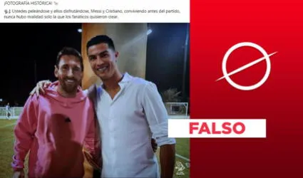 Imagen de Lionel Messi y Cristiano Ronaldo juntos es un montaje