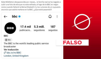 La BBC no ha cambiado su logo a negro por la supuesta "muerte de Kate Middleton"