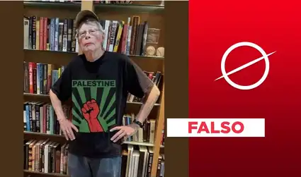 Imagen del escritor Stephen King vistiendo un polo de Palestina no es real