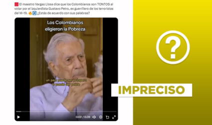 Entrevista en la que Mario Vargas Llosa llama "tontos" a colombianos por votar a favor de Gustavo Petro no es actual