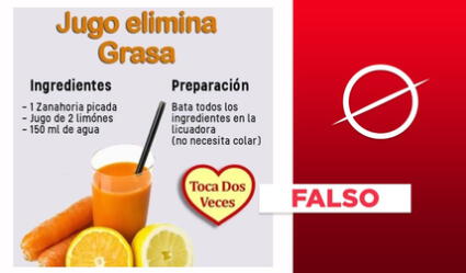 El jugo de zanahoria con limón no “elimina” la grasa corporal