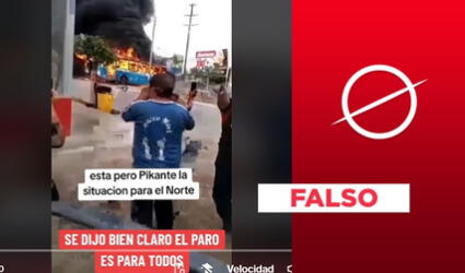 Video no expone incendio de bus en reciente paro nacional de transportistas