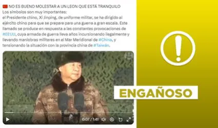 Video no expone a Xi Jinping alistando al Ejército chino para "una guerra a gran escala" en 2024