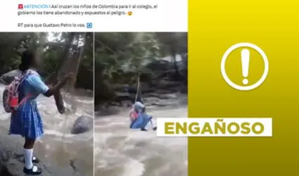 Video de escolar cruzando un río por una cuerda no es actual ni fue grabado en el gobierno de Gustavo Petro