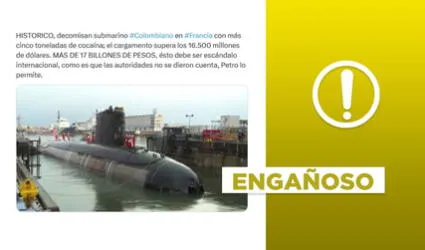 Imagen no corresponde a submarino colombiano decomisado en Francia con más de 5 toneladas de cocaína