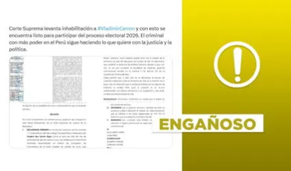 Vladimir Cerrón no está habilitado para participar en las elecciones de 2026