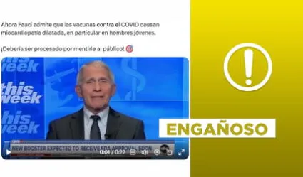 Video no muestra a Anthony Fauci admitiendo “ahora” que vacunas contra COVID-19 causan “miocardiopatía dilatada”