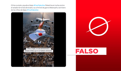 Este video no muestra que China envío apoyo aéreo a Gaza: se trata de un montaje con IA