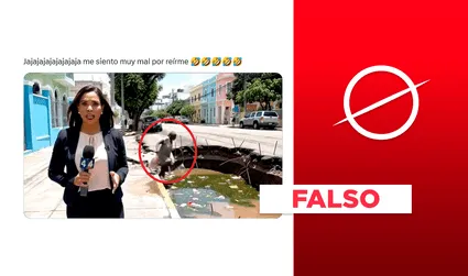 Este video no muestra la caída de una adulta mayor en aguas estancadas durante una cobertura periodística