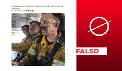 Imagen de bomberos agotados no corresponde a los incendios forestales en España de 2025