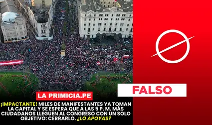 Esta imagen no muestra concentración de protesta de la 'Generación Z' en Plaza San Martín: fotografía es de manifestación contra Manuel Merino