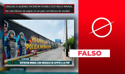 Es falso que borraran el mural de Trvko en La Victoria para reemplazarlo con uno de apoyo a la PNP: la imagen es un montaje digital