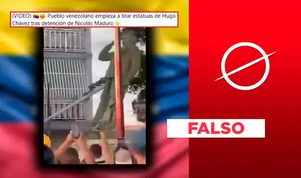Sí derribaron estatua de Hugo Chávez en Venezuela, pero NO tras la captura de Maduro: video data del 2024