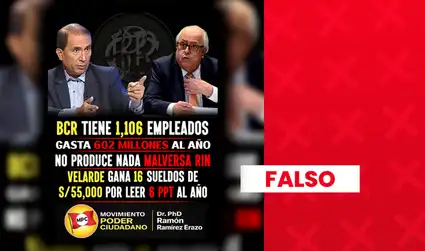 Es falsa la información difundida en redes sobre el número de empleados, ejecución del presupuesto y labor del BCRP