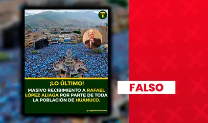 Esta no es una foto real del mitin de Rafael López Aliaga en Huanuco: fue creada con IA
