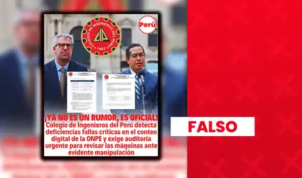 Es falso que el Colegio de Ingenieros del Perú haya advertido fallas en el sistema digital de conteo de votos de la ONPE: institución negó atribución en un comunicado