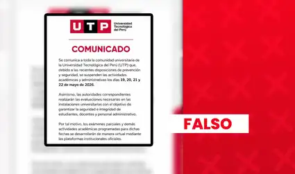 Es falso que la UTP Ica haya decidido suspender sus actividades por cuatro días tras sismo de 6,1 que remeció Ia ciudad
