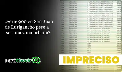 ¿Serie 900 en San Juan de Lurigancho pese a ser una zona urbana?