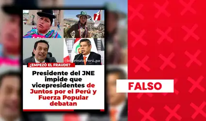 Es falso que el JNE haya impedido el debate entre candidatos a la vicepresidencia de Juntos por el Perú y Fuerza Popular