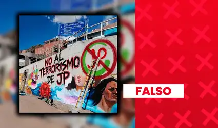 Es falso que se haya pintado este mural en contra de Juntos por el Perú en Puno: imagen original fue alterada con IA