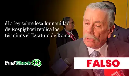 Fernando Rospigliosi: es falso que su ley sobre lesa humanidad tenga los mismos términos que el Estatuto de Roma